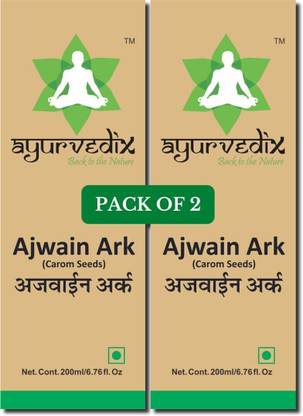 ayurvedix Ajwain Ark | Ajwain Herbal Distilled Water | PBeneficial for Digestion, Abdominal Pain, Gastritis | 400 ML | Pack of 2 Natural Flavor