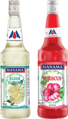 MANAMA Hibiscus Syrup and Elder Flower Syrup, Mixer for Mocktails, Cocktails, Drinks, Juices