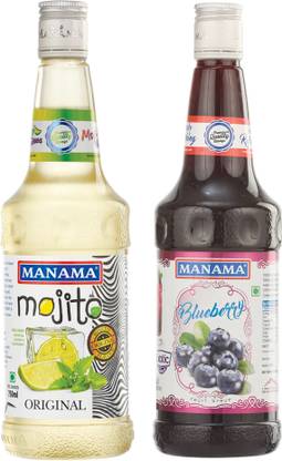 MANAMA Original Mojito Syrup and Blueberry Syrup, Mixer for Mocktails, Cocktails, Drinks, Juices