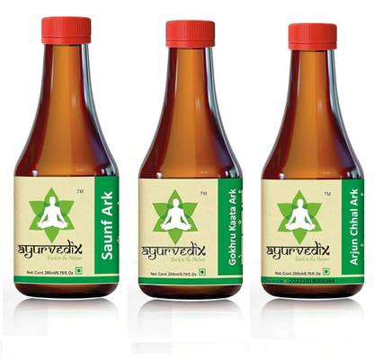 ayurvedix Saunf Ark(200ml), Gokhru Kaata Ark(200ml) & Arjun Bark Ark(200ml) For Immunity Natural