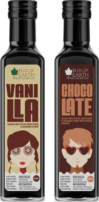 Bliss of Earth Vanilla & Chocolate Syrup For Coffee, Milkshake, Diabetic Safe, Zero Calorie Vanilla, Chocolate