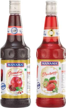 MANAMA Grenadine Syrup and Strawberry Syrup, Mixer for Mocktails, Cocktails, Drinks, Juices