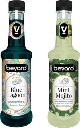 Bevaro Mint Mojito Syrup and Blue Lagoon Syrup Combo, 300ml each Blue Lagoon + Mint Mojito