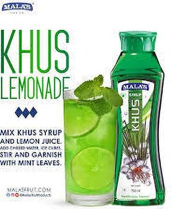 mala's Khus Syrup Bottle Khus