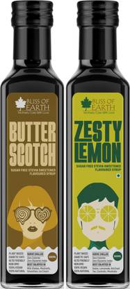 Bliss of Earth Lemon & Butterscotch Syrup For Drinks, Mocktails Flavor Enhancer, Zero Calorie Butterscotch Syrup, Lemon Syrup