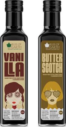 Bliss of Earth Vanilla Syrup & Butterscotch Syrup For Coffee, Milkshake, Diabetic, Zero Calorie ButterScotch, Vanilla