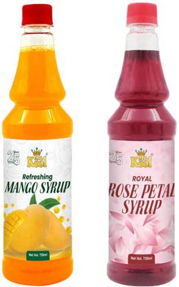 Mr.Kool Refreshing Mango,Rose Petals Syrup(Sharbat) 750ml Each.Pack Of 2 Combo. Mango