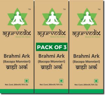 ayurvedix Brahmi Ark | Beneficial for Improving Memory, Alzheimer, Insomnia | 600 ML | Pack of 3 Natural Flavor