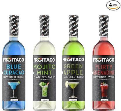 fruitaco Blue Curacao, Mojito Mint, Grenadine, Green Apple Syrup 750