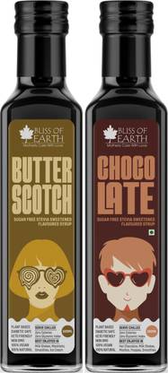 Bliss of Earth Chocolate & Butterscotch Syrup For Shake, Coffee, Cake, Mocktail, Sugar Free Chocolate Syrup, Butterscotch syrup