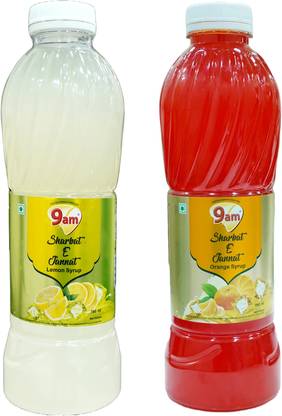 9am Sharbat E Jannat Combo Pack of 2 (Lemon 750ml+ Orange 750ml) Lemon, Orange