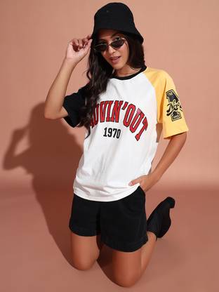 THE DRY STATE Printed Women Round Neck Multicolor T-Shirt