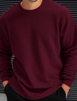 TEEMEX Solid Men Round Neck Maroon T-Shirt
