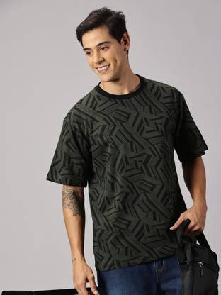 RodZen Printed Men Round Neck Green T-Shirt