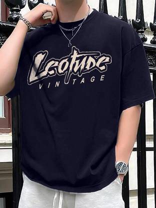 Leotude Printed Men Round Neck Blue T-Shirt