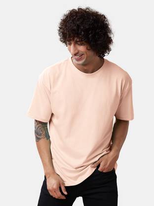 The Souled Store Solid Men Round Neck Pink T-Shirt