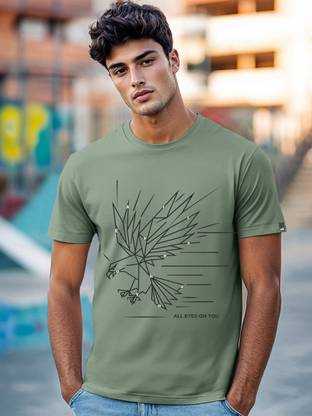 BEWAKOOF Graphic Print Men Round Neck Green T-Shirt