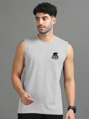 Triptee Printed Men Round Neck Grey T-Shirt