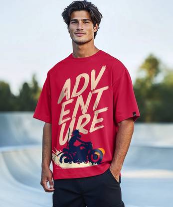 BEWAKOOF Typography Men Round Neck Red T-Shirt