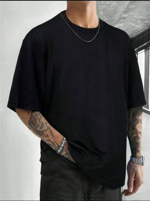 Edminten Solid Men Round Neck Black T-Shirt