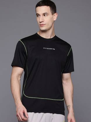 HRX by Hrithik Roshan Solid Men Round Neck Black T-Shirt