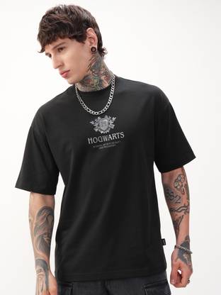 HIGHLANDER Printed Men Round Neck Black T-Shirt
