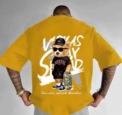 RK CLOTHING Typography, Printed Men Round Neck Yellow T-Shirt