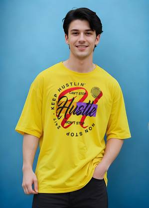 Smartees Printed Men Round Neck Yellow T-Shirt