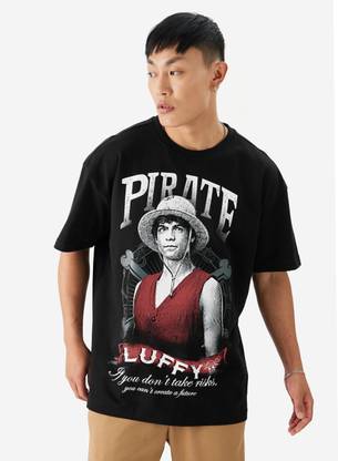 The Souled Store Graphic Print Men Round Neck Black T-Shirt
