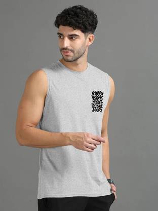 Triptee Printed Men Round Neck Grey T-Shirt