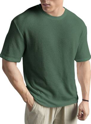 TeeWink Solid Men Round Neck Green T-Shirt