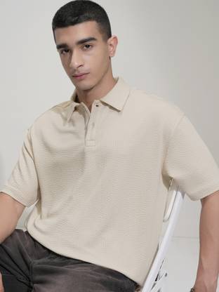 HIGHLANDER Solid Men Polo Neck White T-Shirt