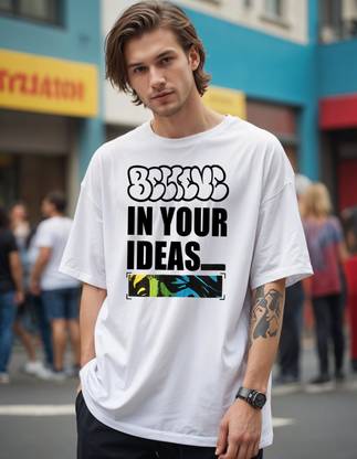 METRONAUT Printed Men Round Neck White T-Shirt