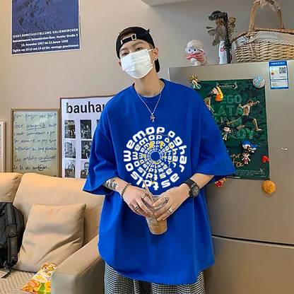 Three Arrows Graphic Print Men Round Neck Blue T-Shirt