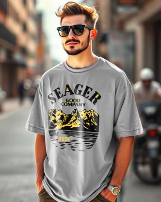 AUSK Printed Men Round Neck Grey T-Shirt