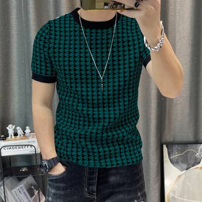 KAJARU Printed Men Round Neck Green, Black T-Shirt