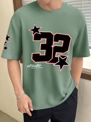 Jump Cuts Printed Men Round Neck Green, Black T-Shirt