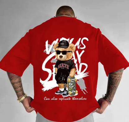 Manly Tees Typography Men Round Neck Red T-Shirt