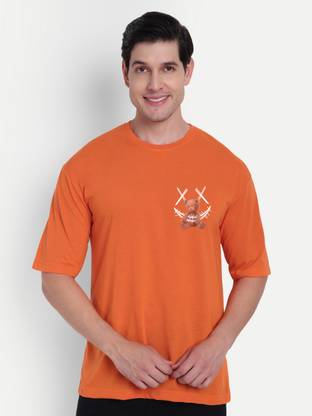 SCOTT FINCHER Graphic Print Men Round Neck Orange T-Shirt