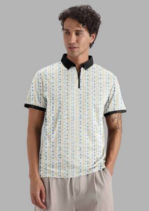 FTX Printed Men Polo Neck Blue T-Shirt