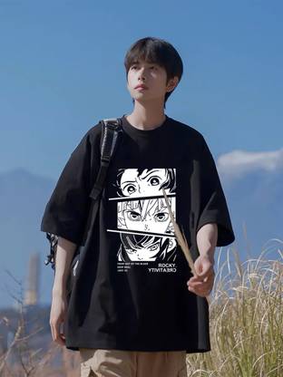 THALASI Graphic Print Men Round Neck Black T-Shirt