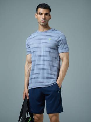 TECHNOSPORT Solid Men Round Neck Light Blue T-Shirt