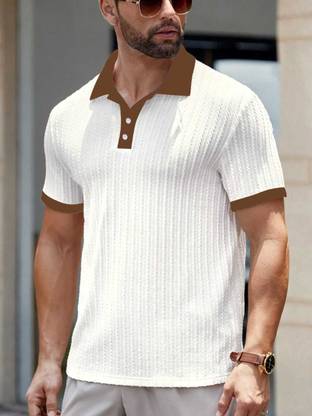 Nortex Self Design Men Round Neck Brown T-Shirt
