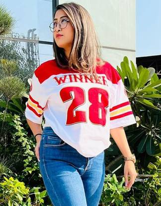 JUNEBERRY Printed Women Round Neck Red T-Shirt