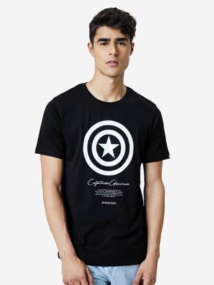 The Souled Store Printed Men Round Neck Black T-Shirt