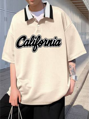 AVEJO Embroidered Men Polo Neck Beige T-Shirt