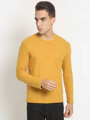 Solid Men Yellow T-Shirt