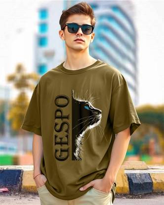 GESPO Printed Men Round Neck Dark Green T-Shirt