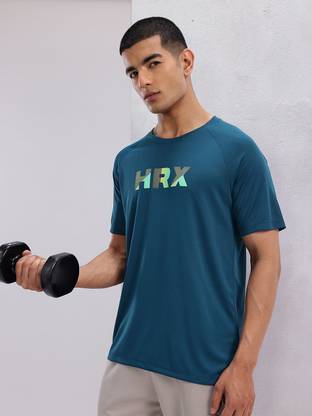 HRX by Hrithik Roshan Printed Men Round Neck Blue T-Shirt