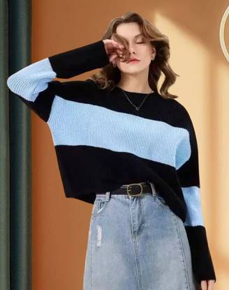 Amreliya Enterprise Colorblock Women Round Neck White T-Shirt